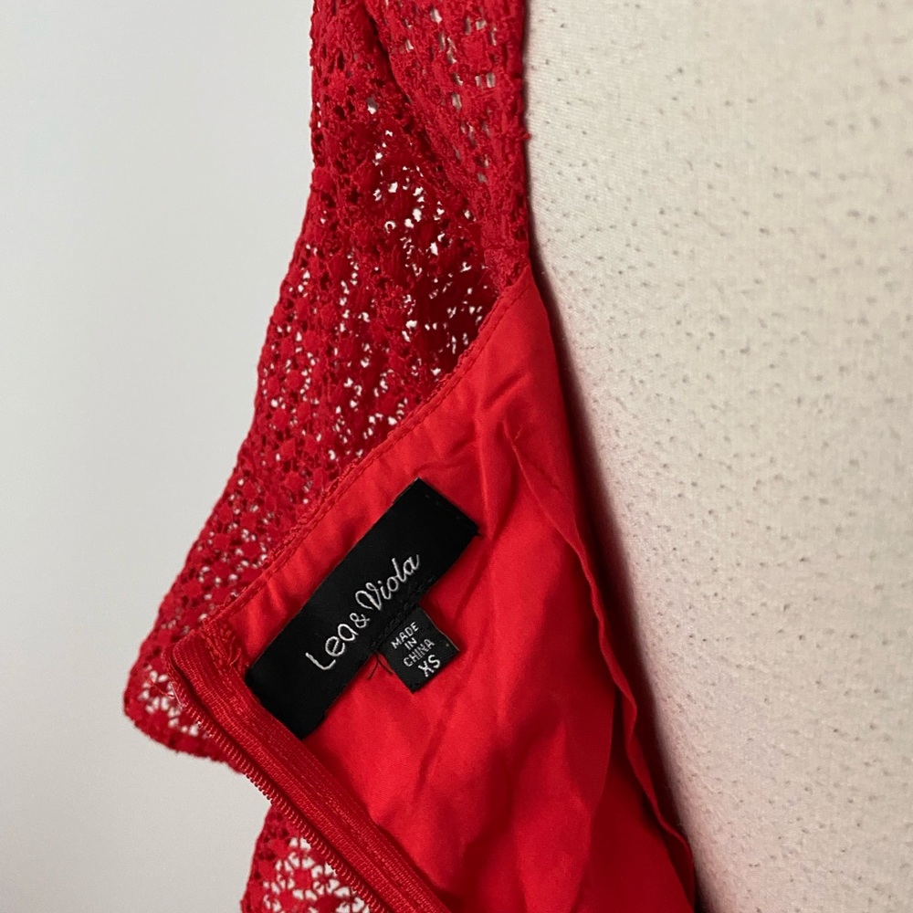 Lea & Viola red crochet mini dress sz- xs - Picture 5 of 5